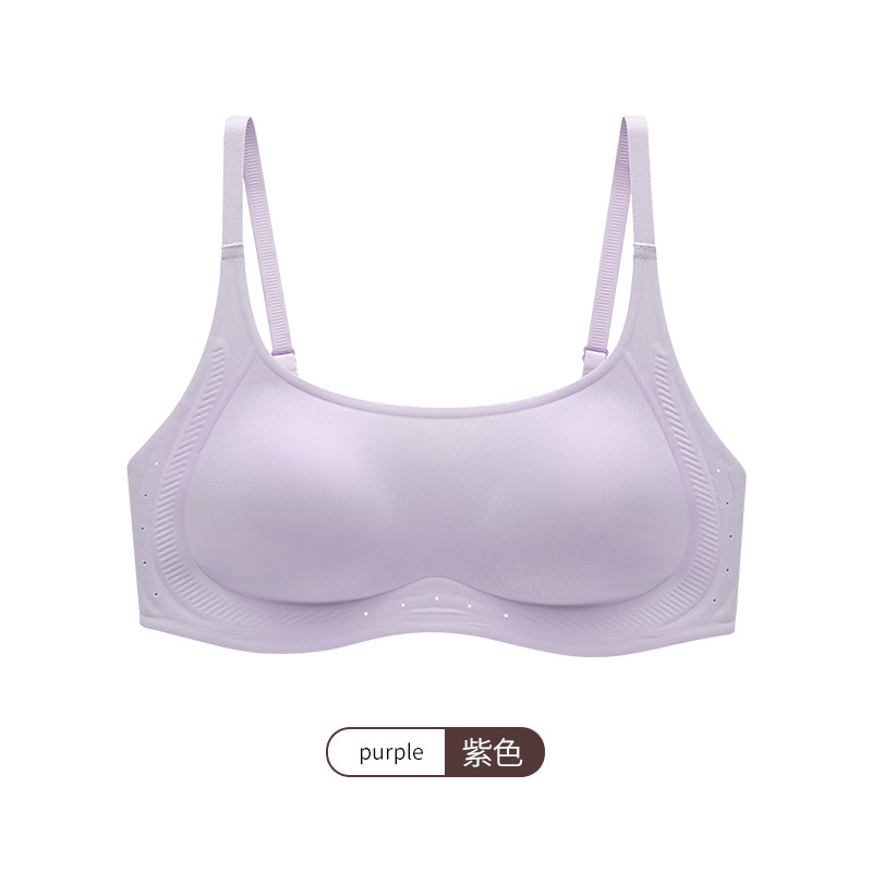 GD15 ropa interior de soporte suave damas ligera sin marcas sin anillo de acero sujetador se reúne contra la caída de la parte superior sujetador de copa fija