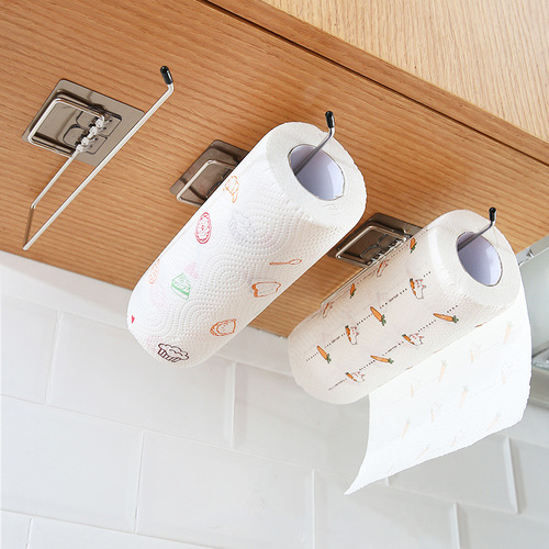 Stainless steel tissue holder, kitchen hole-free cabinet toilet paper holder, towel rack, dish cloth drip rack, lazy rag rack