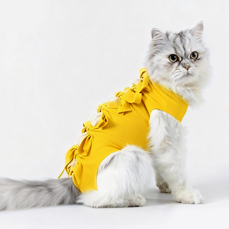 Ropa de esterilización para mascotas, ropa de recuperación de una pieza con lazo para sujetar, vendaje anti-lamido para gatos después de cirugía de esterilización, ropa de esterilización transpirable y elástica. image 14