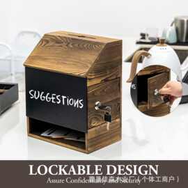 跨境实木意见箱带黑板邮件信件收纳盒家用墙上壁挂式木质信箱