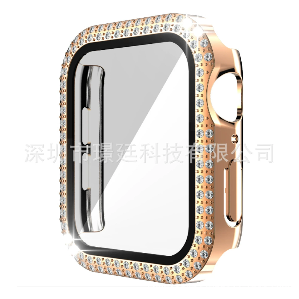 Suitable for Apple Double Diamond Frame Steel Case PC case PC case Apple Watch8/SE/7/6/5/4/32