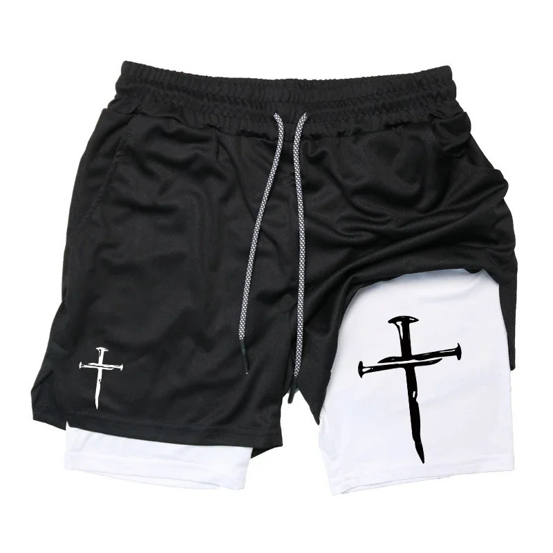 European and American Cross-Border Hot-Selling Anime Printed Trendy Sports Shorts Elastic Breathable Fitness Double-Layer Five-Point Shorts Casual European and American Cross-Border Hot-Selling Anime Printed Trendy Sports Shorts Elastic Breathable Fitness Double-Layer Five-Point Shorts Casual