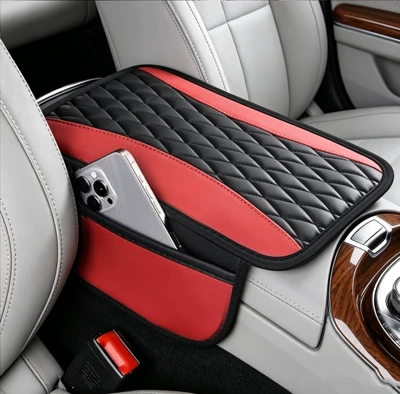 Car Central Armrest Box Pillow – Armrest box pad - red