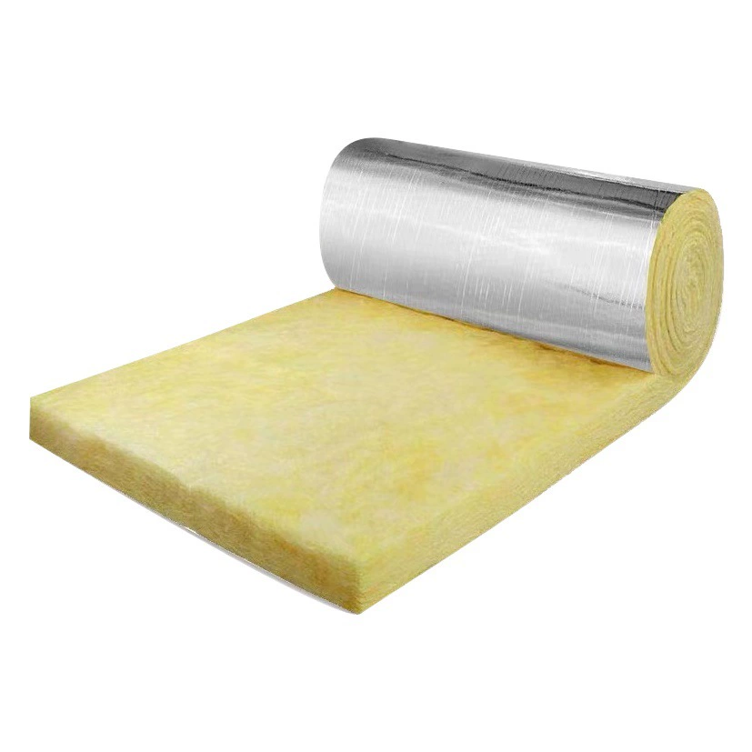 Рулон стеклянной ваты Войлок Оловянная фольга крен стеклянной ваты Войлок стальная структура крен стеклянной ваты чувствовал пожаробезопасную звукоизоляцию шумоподавление изоляция хлопковый рулон