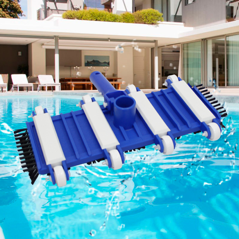 Fábrica directa de herramientas de limpieza y mantenimiento de la piscina 14 pulgadas con cepillo azul y blanco cabeza de absorción de suciedad equipo de limpieza de la piscina