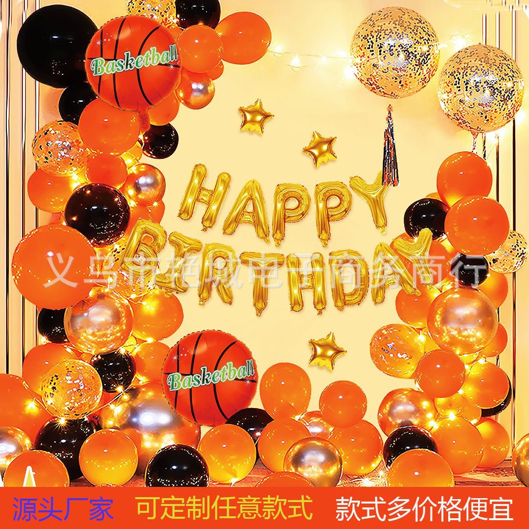 网红生日快乐派对男孩女孩场景布置用品背景墙气球18岁成人礼装饰