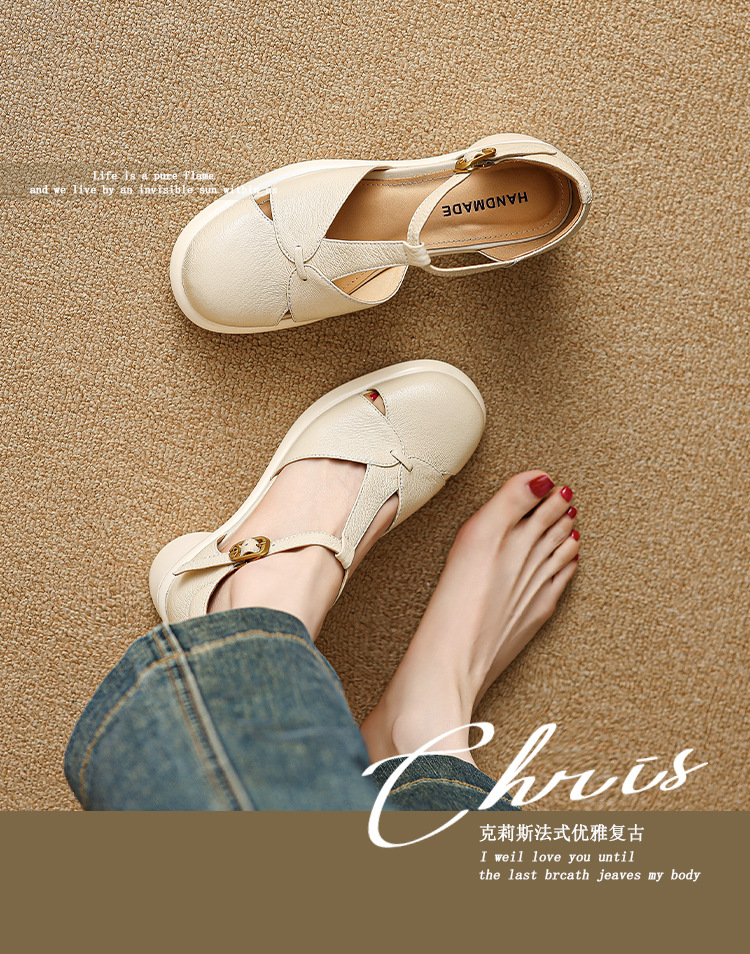Sandal nữ bao đầu gót vuông đế dày 5cm phong cách ngoại thương — Màu đen chi tiết 1