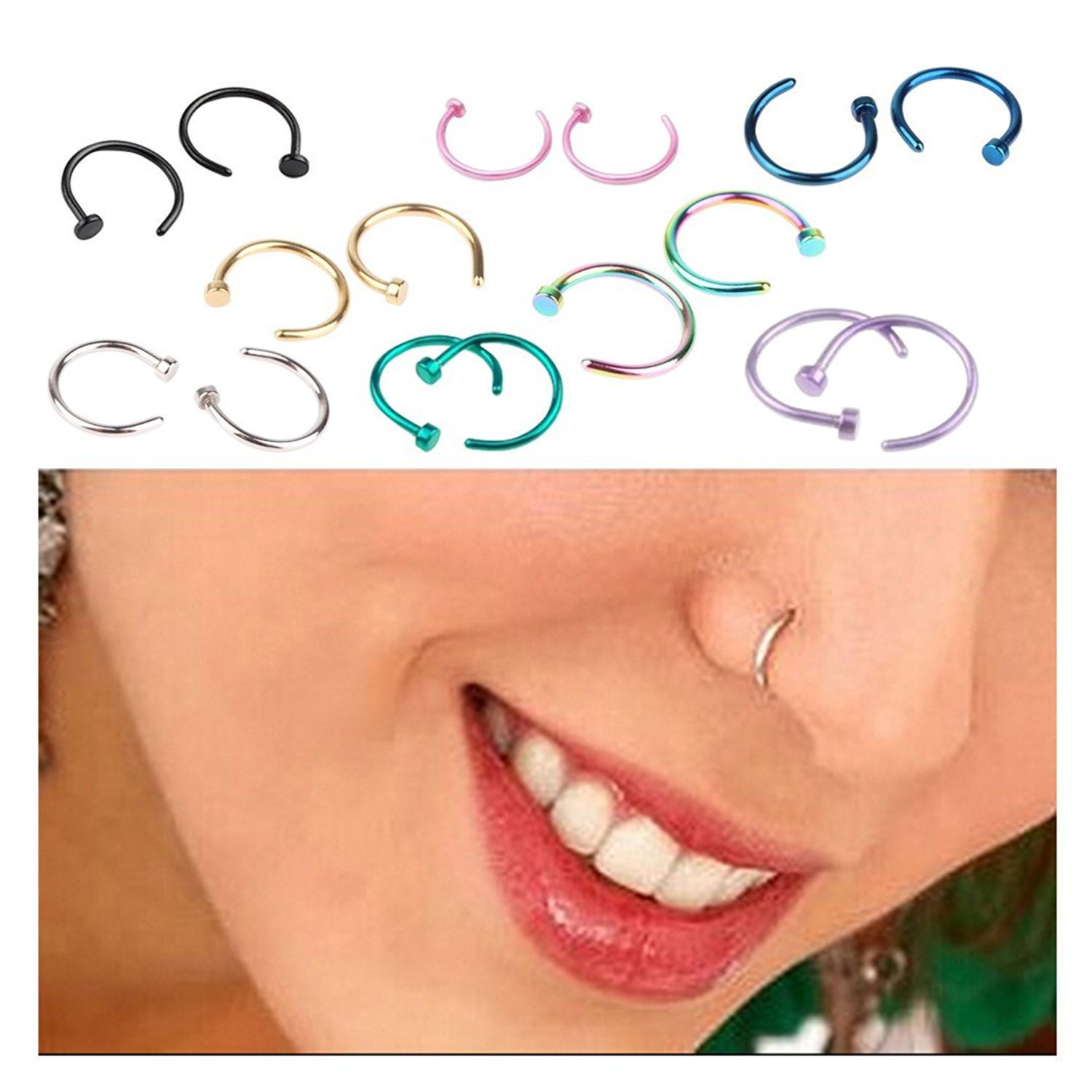Stainless steel nose ring false nose rin...