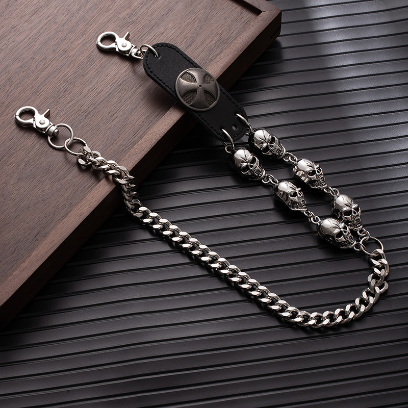 Catena per jeans da uomo in stile punk scuro con teschio, accessorio hip-hop da strada_voghion.com