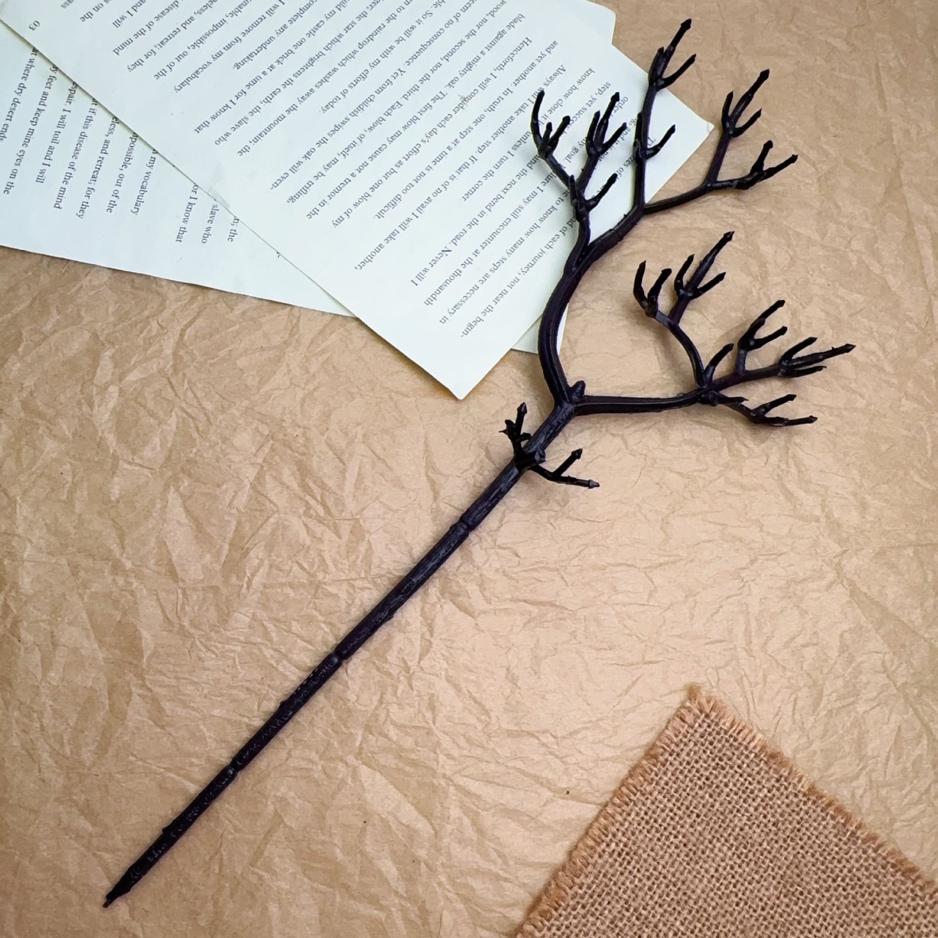 黑色45目树枝33cm仿真花杆仿真松树枝柏树枝树杆美人松杆批发