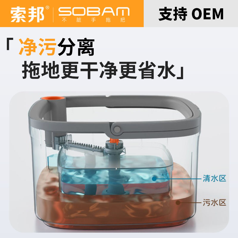 Limpio y sucio separación hogar mano libre perezoso rotación fregona plana húmedo y seco de aguas residuales separación fregona cubo traje