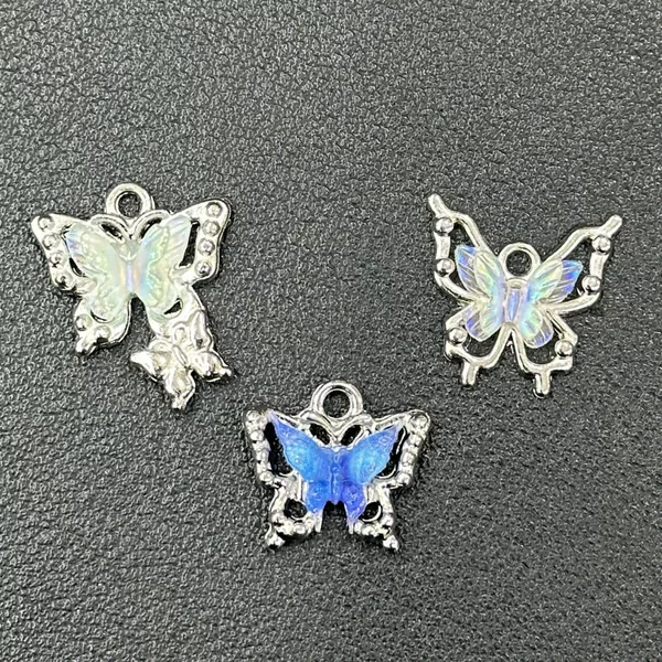 Popular Alloy Butterfly Nail Art Accessories, Resin Butterfly Necklace Pendant, DIY Bracelet Butterfly Tassel Materials