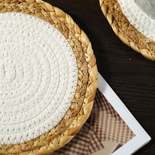 日式家用圆形隔然涤棉玉米皮手工编制隔热垫防烫垫
