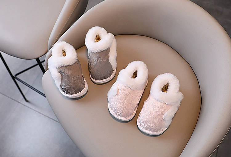 Детская зимняя хлопчатобумажная обувь ручной работы из лазаньи старомодные тканевые туфли теплые толстые антикварные мальчики и девочки с белыми волосами Han