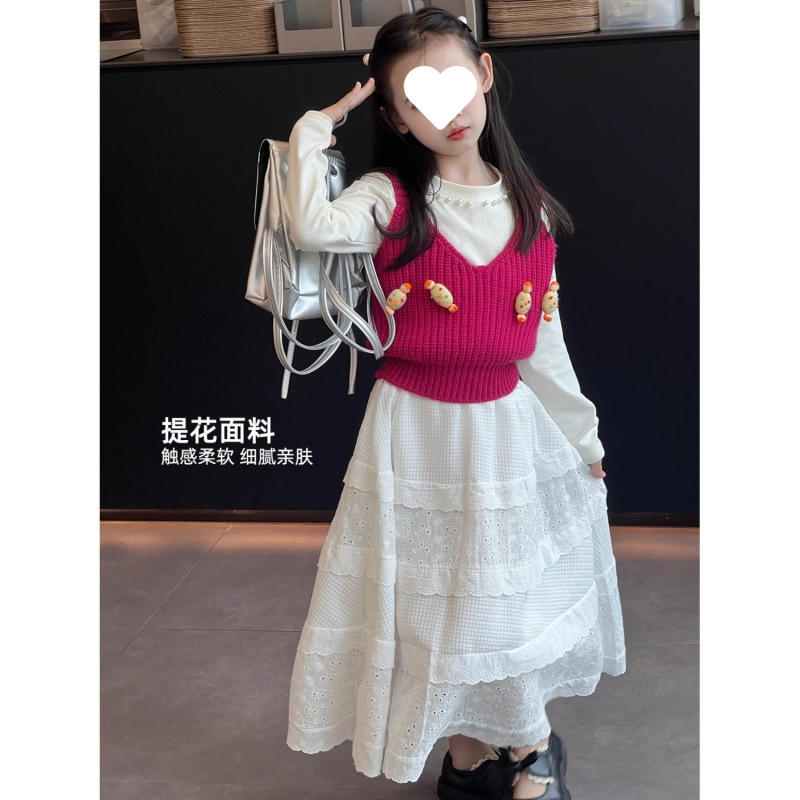 Girls' Skirts, Spring, Autumn and Summer New Styles, Versatile Casual Skirts for Middle and Large Children, Western-Style Cake Skirts, Ruffled Princess Skirts