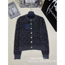 经典老花撞色设计25年驴家圆领针织开衫马海毛软糯时髦慵懒南油女