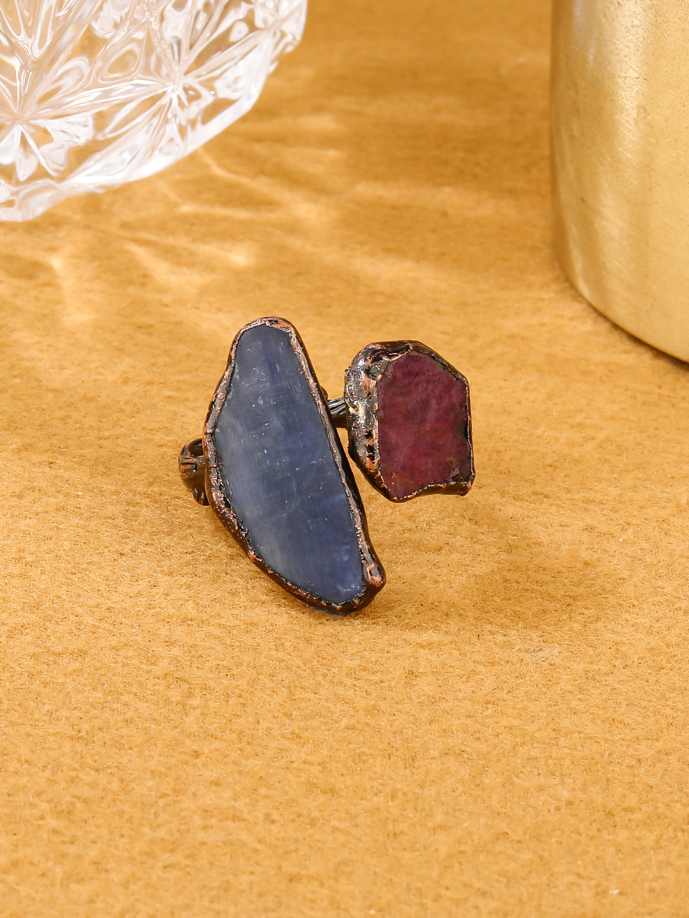 25g Weight Natural Stone, Crystal Inlay Material Open Rings Classification Adjustable Ring Size 1 Piece Quantity Daily Occasion Copper Material Geometric Pattern All Seasons Season Unisex Gender Inlay Design Retro, IG Style Style IG Style Retro Geometric Copper Inlay Natural Stone Crystal Unisex Open Rings Punk Rings 8