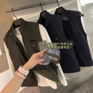 Italian light luxury! Double-sided! Couple's Autumn and Winter fleece-lined Warm Light Business All-match Vest Vest with Multiple Pockets