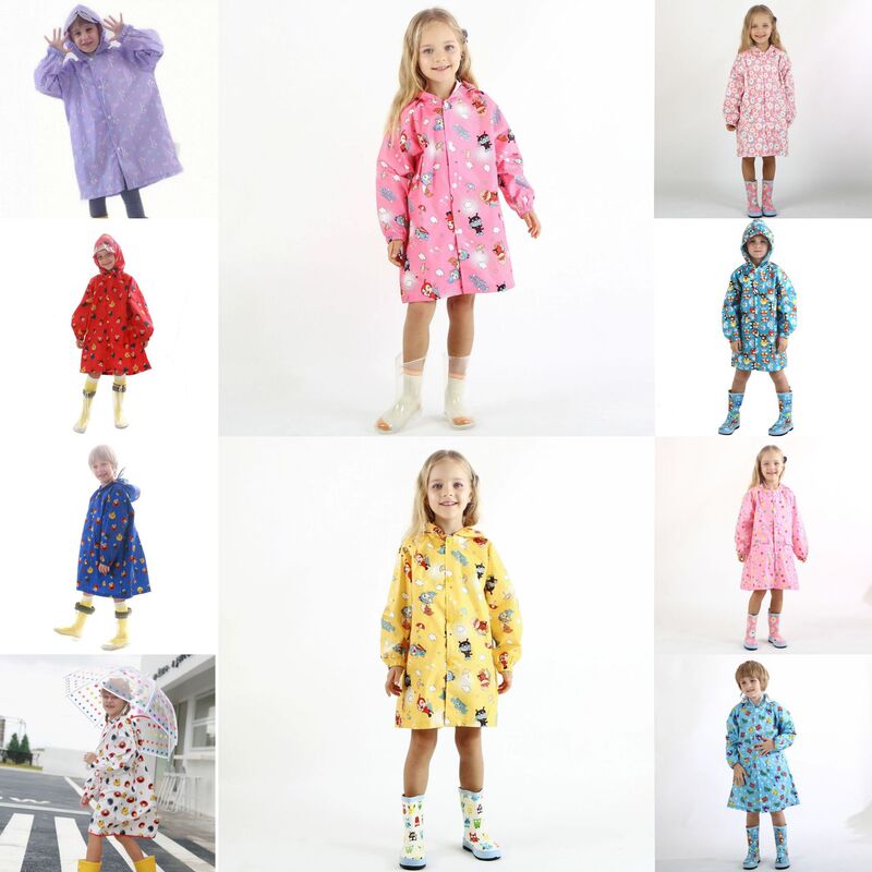Clearance Sale of Discontinued Sizes: One-Piece Waterproof Children's Backpack with Raincoat Featuring Sesame Street, Superman, Peppa Pig, and Stellalou for Elementary School Students