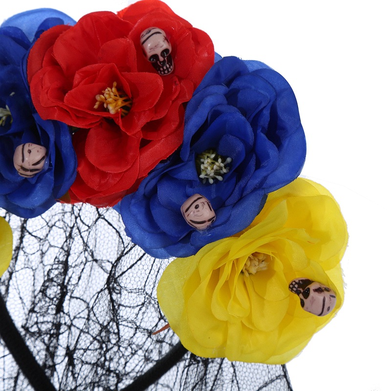 Epoxy Design Gothic, Lolita Style Halloween Gothic Lolita Women's Flower Skull Epoxy Hair Band