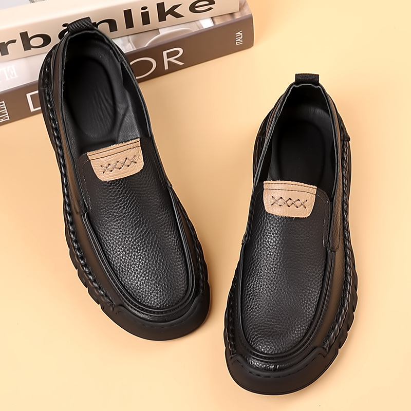 La primera capa de verano de cuero de vaca nuevos zapatos casuales de cuero de hombre zapatos de cuero Lefour hechos a mano zapatos de soja zapatos de hombre transpirables