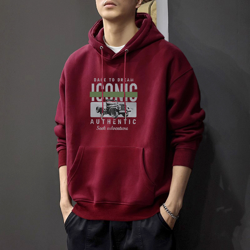 Rojo vino con sudadera encapuchada regular - 2830