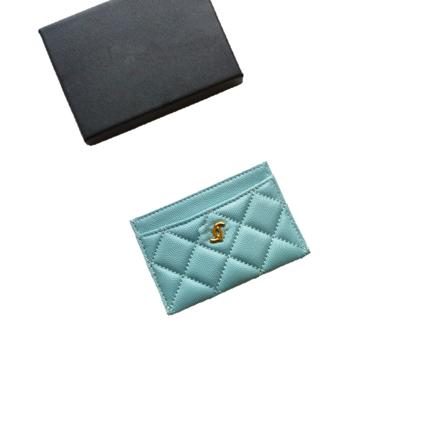 Кардхолдер (стиль Chanel) из натуральной кожи, стеганый тонкий кошелек, 7.5×11.2×0.5 см, мультicolor
