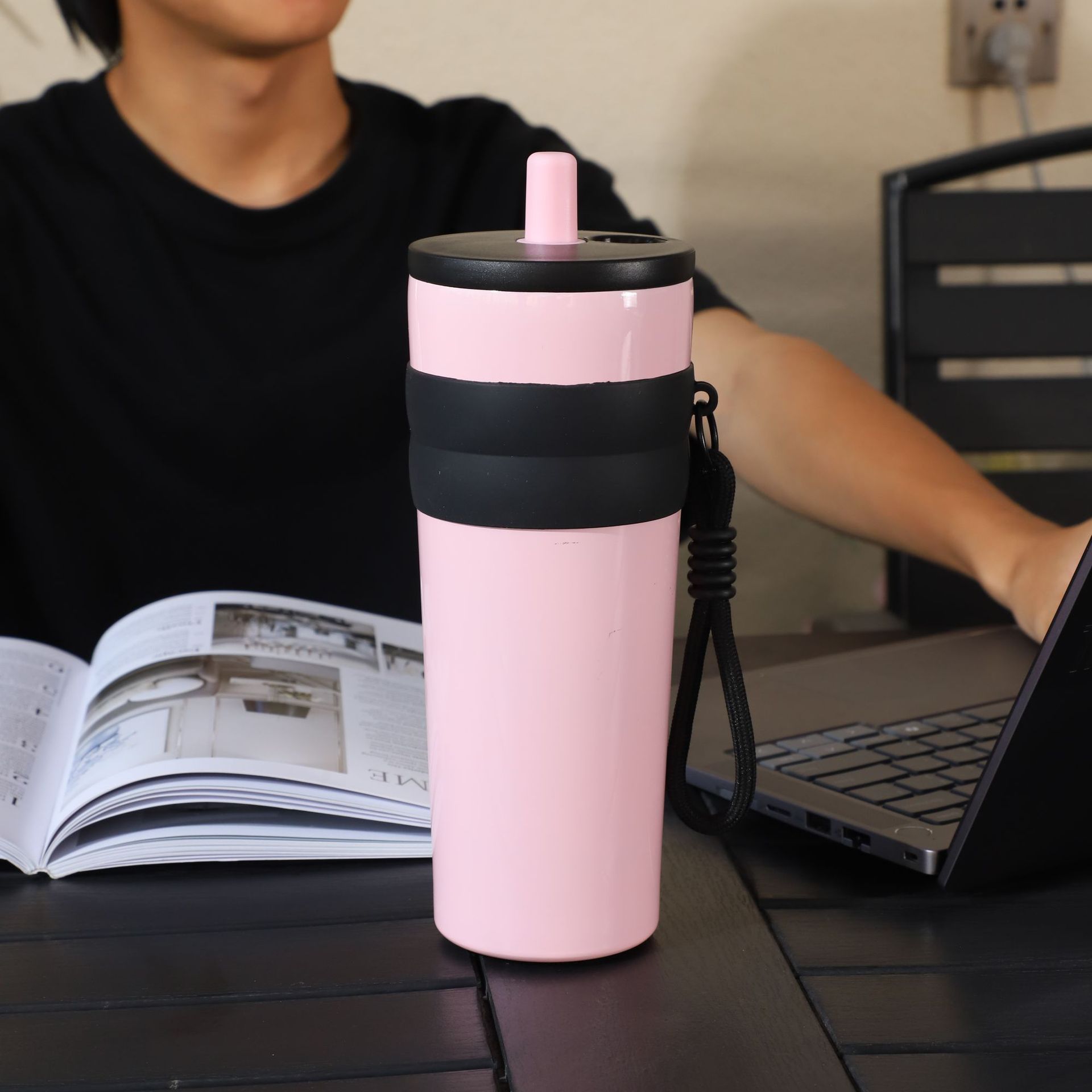 Nueva taza de paja de alto valor facial con cuerda 316 taza de aislamiento térmico de acero inoxidable taza de hielo portátil de gran capacidad