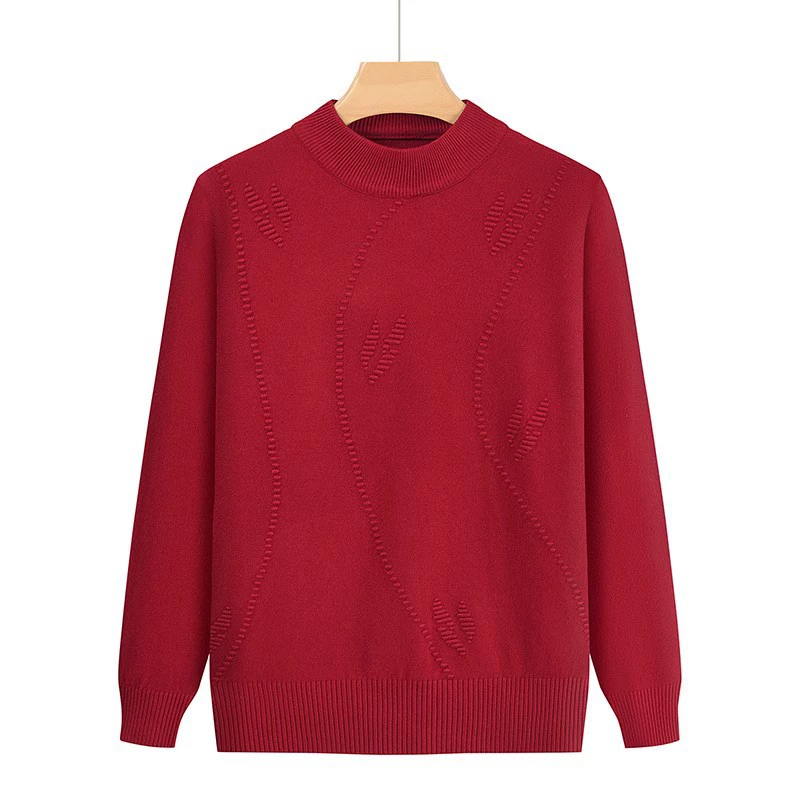 Осенне-зимний свитер для мам, пуловер для женщин среднего возраста, вязаный Топ для среднего и пожилого возраста, вязаный свитер в западном стиле, однотонная Базовая рубашка