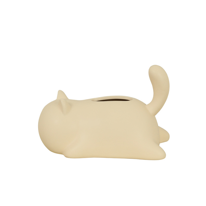 Creativo gato caja de toallas de cerámica decoración caja de papel doméstica mesa de té sala de estar caja de papel decoración al por mayor