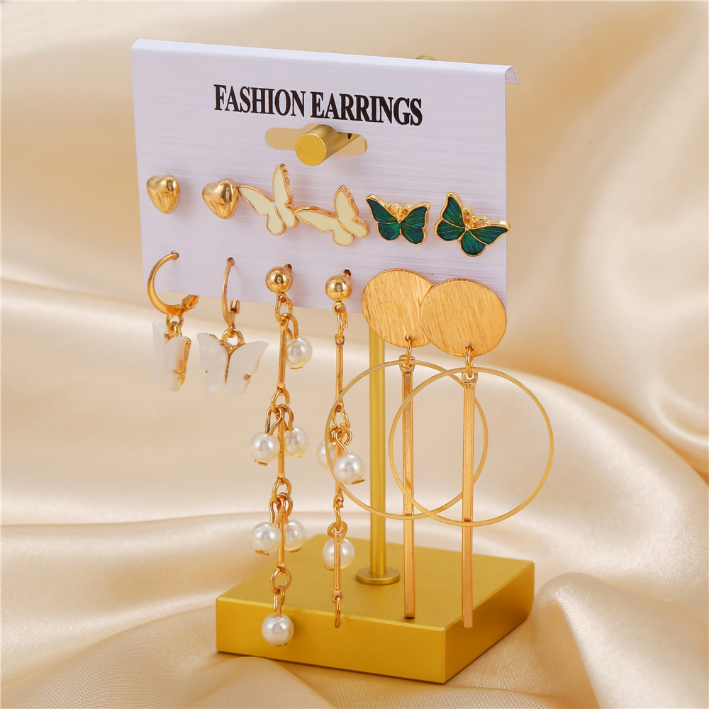 Geometric Fashion Alloy Artificial Gemstones Plating Earrings Ear Studs display picture 3