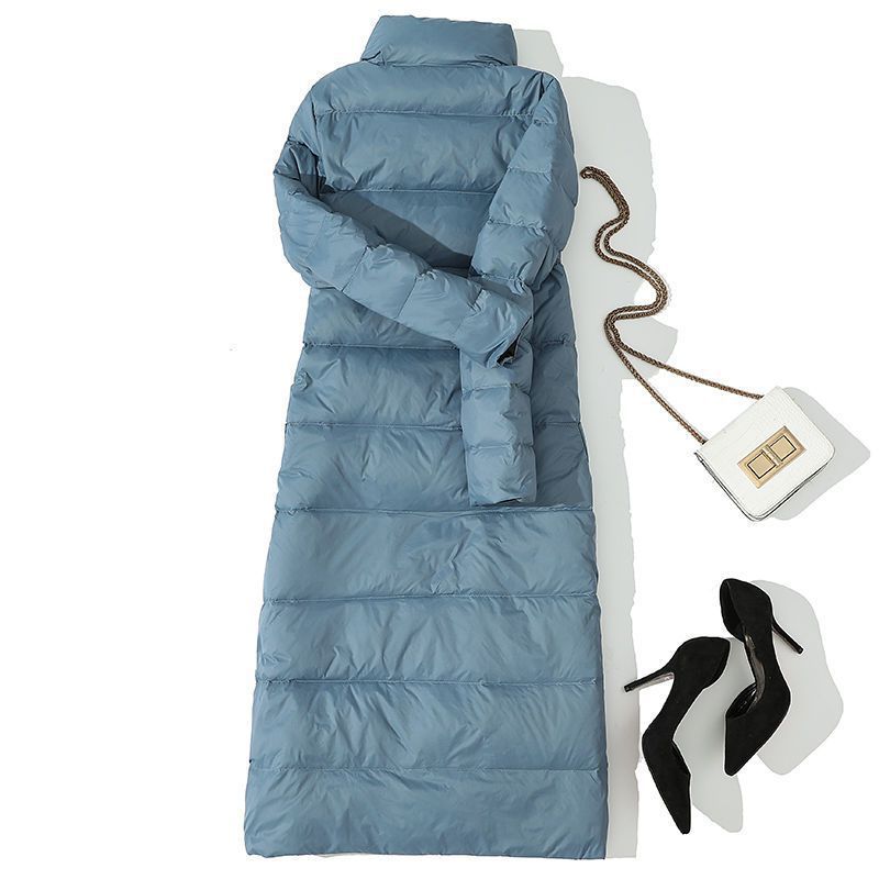 Off-Season Clearance 2025 Autumn and Winter New Style Lightweight Reversible White Duck down Jacket Women's Mid-Length Korean Style over the Knee