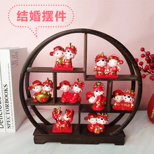 创意家居婚庆摆件树脂工艺品婚庆娃娃组合套装礼品装饰品厂家中式