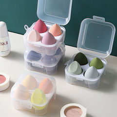 Four-square egg box with 4 pieces of beauty eggs and makeup puff set. Sponge makeup eggs will become bigger if they don’t eat the powder and soak in water.