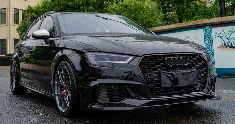 Suitable for Audi A32017-2019 RS3 front bumper assembly center net front shovel chin horn side post center net