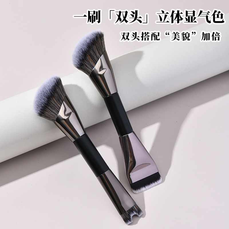 跨境热销单支双头化妆刷 一字型粉底刷轮廓刷修容刷散粉刷遮瑕刷|undefined