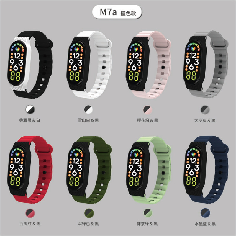 Venta directa de fábrica M 7 M7a contraste color LED reloj electrónico pulsera para niños vida impermeable reloj electrónico en stock al por mayor