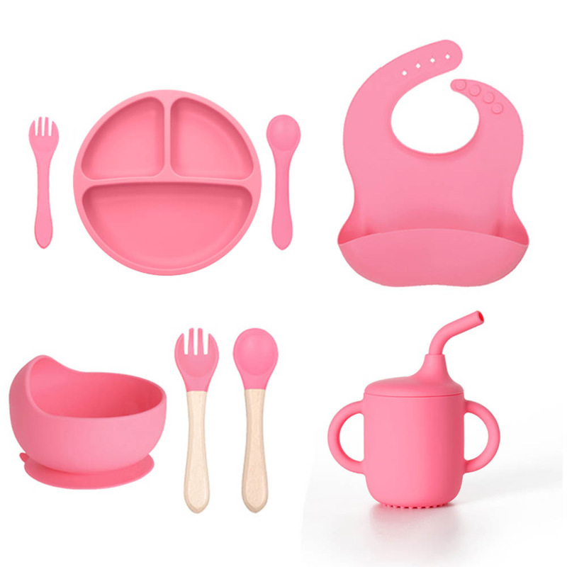 クロスボーダー子供用シリコンディナープレートセット、離乳食サプリメント、分割ディナープレート、ラブディナープレート、母子授乳食器セット|undefined