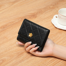 钱包女款2025新款真皮短款零钱包轻薄百搭小巧卡包山茶花手拿包