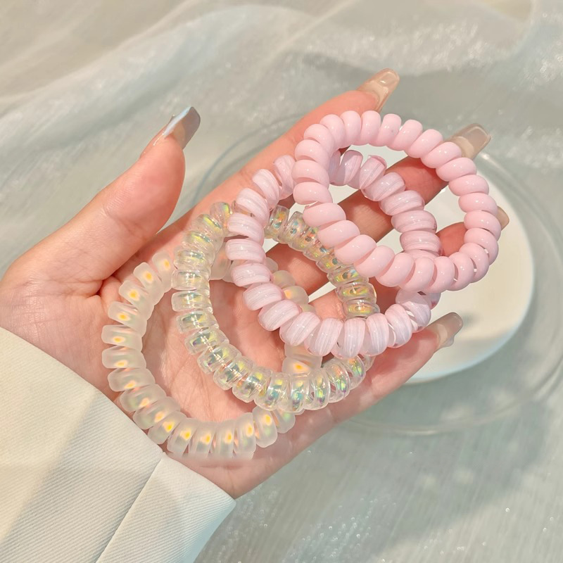 Moda de color gelatina esmerilado cabello telefónico bucle de cabello de alta elasticidad duradera correa de goma simple mujer cabeza de cabello de cola de caballo toque de cabello