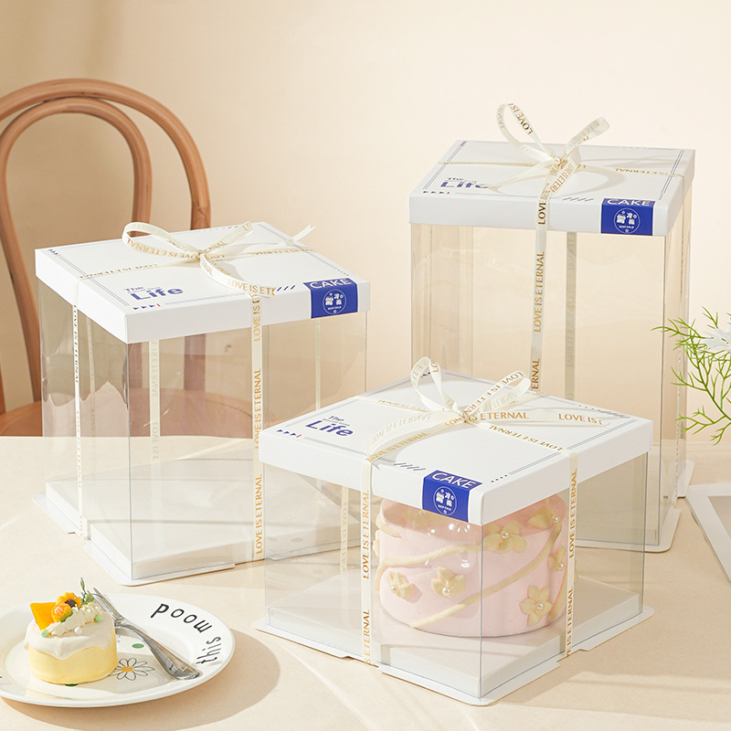 Caja de pastel transparente Caja de embalaje Caja de regalo Caja transparente Baloncesto de cumpleaños Caja de regalo de graduación Regalo rojo neto
