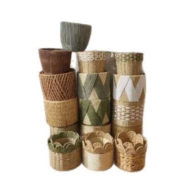 Cesta de Flores Decorativa Tejida a Mano de Cuerda de Papel para Sala de Estar y Oficina image 6