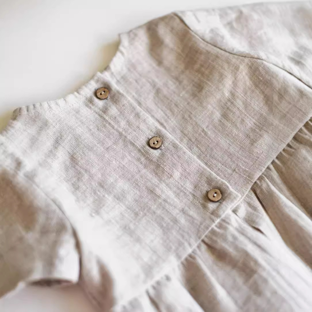 2021 verano nuevo Lino recién nacido Ropa de una pieza color sólido manga corta bebé mameluco ropa infantil