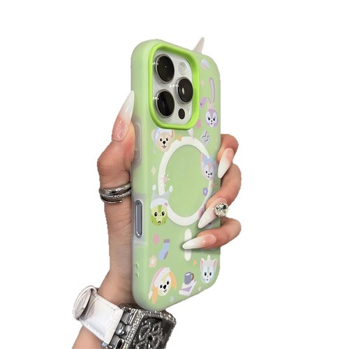 Magnetic Jelly Dual-Function Phone Case with Back Panel Hollow Protection Case for Apple iPhone with Stand, Cute for Girls