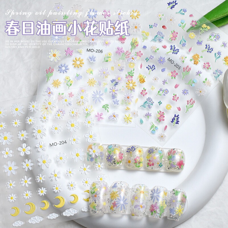 Nail Art Spring Colorful Oil Painting Flower Sticker 2025 New Flower Pattern Three-dimensional Embossed Nail Decal Jewelry Nail Art Spring Colorful Oil Painting Flower Sticker 2025 New Flower Pattern Three-dimensional Embossed Nail Decal Jewelry
