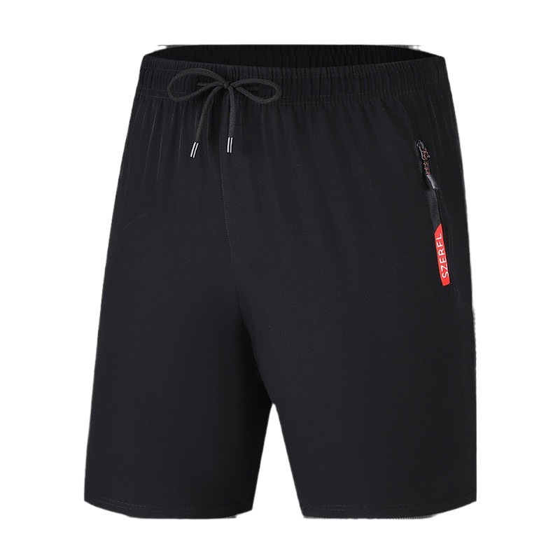 Nuevos pantalones deportivos elásticos de verano, bolsillo con cremallera, pantalones de secado rápido de cinco puntos, pantalones de gimnasio delgados transpirables de hielo image 5