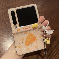 Huawei Purax 携帯電話ケース、新しい折りたたみスクリーン、3 セクション中央軸保護、漫画の小さなフレッシュチーズ、Purax コレクション エディション保護ケース、クリエイティブ チーズ ストラップ、オールインクルーシブ落下防止女性モデルに適しています。