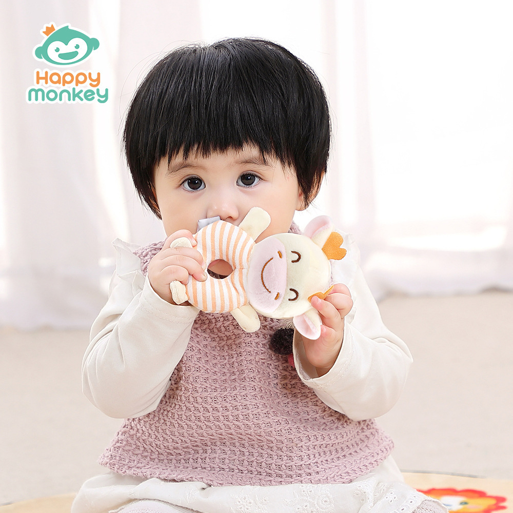 Sonajero de mano redondo para bebés Happymonkey, sonajero de mano para bebés de 0 años, juguete relajante