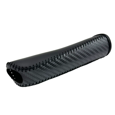 decorative protective cover, gear shift — Sürətlər qutusu və əl tormozu başlıqları - black-carbon-fiber-pattern-black-leather-with-black-stitching