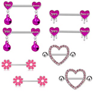 Geibei Europe and the United States cross-border bell breast ring heart-shaped chest ring letter nipple nail Europe and the United States body piercing jewelry direct sales